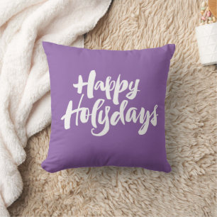 Purple Happy Holy Days Holydays Holidays Christmas Throw Pillow