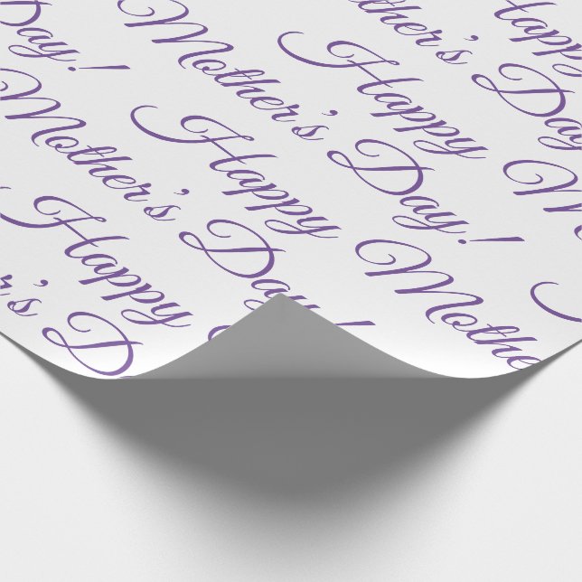 Purple Happy Mother’s Day Script Holiday Wrapping Paper (Corner)