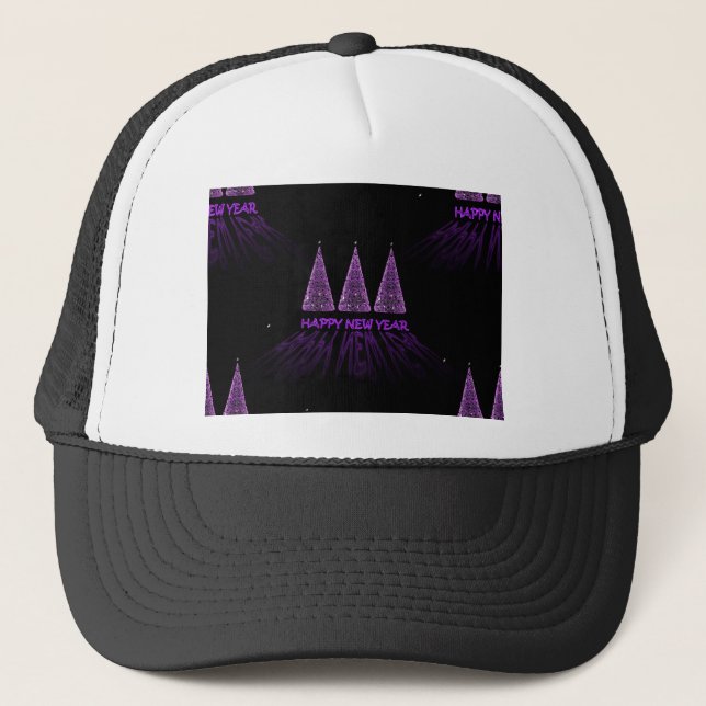 purple happy new year trucker hat (Front)