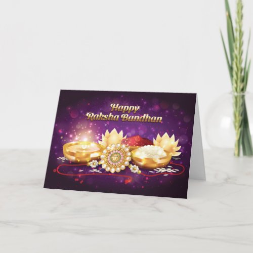 Purple Happy Raksha Bandhan Sparkle Card
