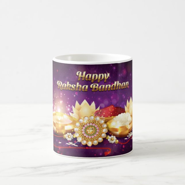 Purple Happy Raksha Bandhan Sparkle Coffee Mug (Center)