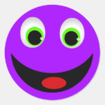 Purple Headphones Happy Face Round Sticker | Zazzle