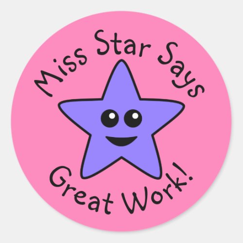 Purple Happy Star Great Work Stickers