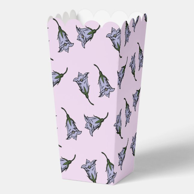 Purple harebell flower on pink favor boxes (Front)