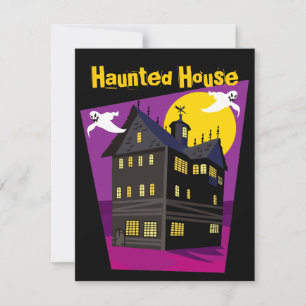 Purple Haunted House Invitations