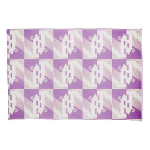 Purple Haunted Hues: Halloween House Pattern Pillow Case