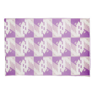 Purple Haunted Hues: Halloween House Pattern Pillow Case