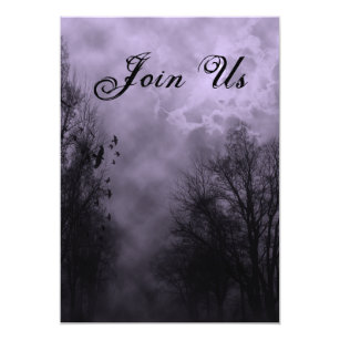 purple haunted sky custom halloween invitations