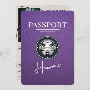 Purple Hawaii Passport Save The Date