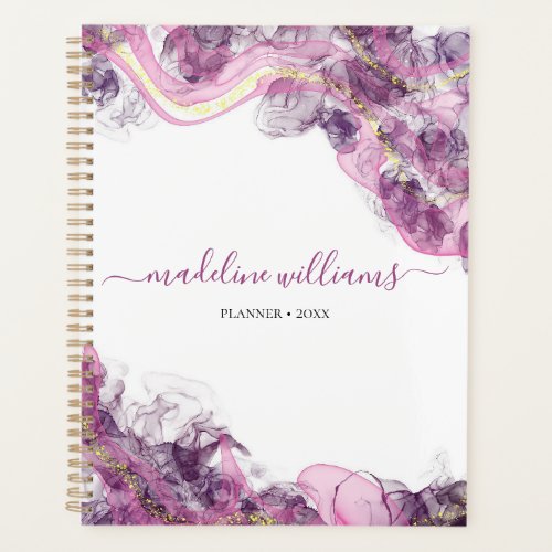 Purple Haze  Abstract Agate and Gold Planner