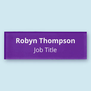 Purple HD Acrylic Name Tag Magnetic Professional