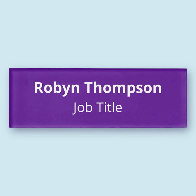 Purple HD Acrylic Name Tag Magnetic Professional (MISOOK Magnetic Purple Name Tag)