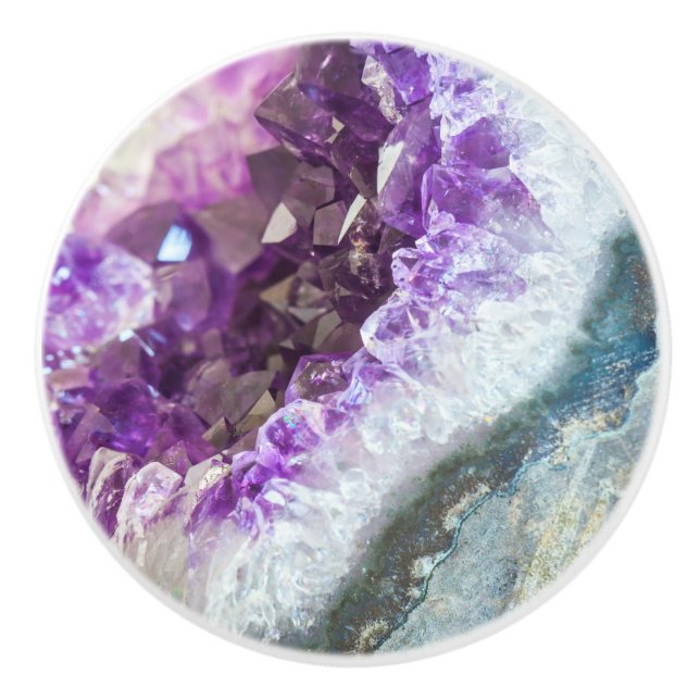 Purple Healing Amethyst Ceramic Knob (Front)
