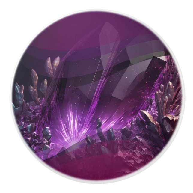 Purple Healing Amethyst Ceramic Knob (Front)
