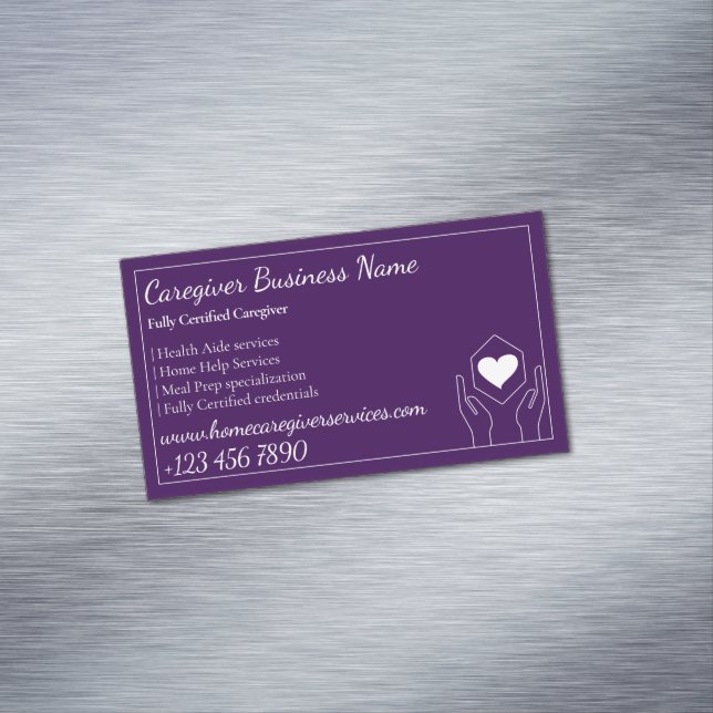 Purple Health Aide Home Care Professional Business Card Magnet (In Situ)