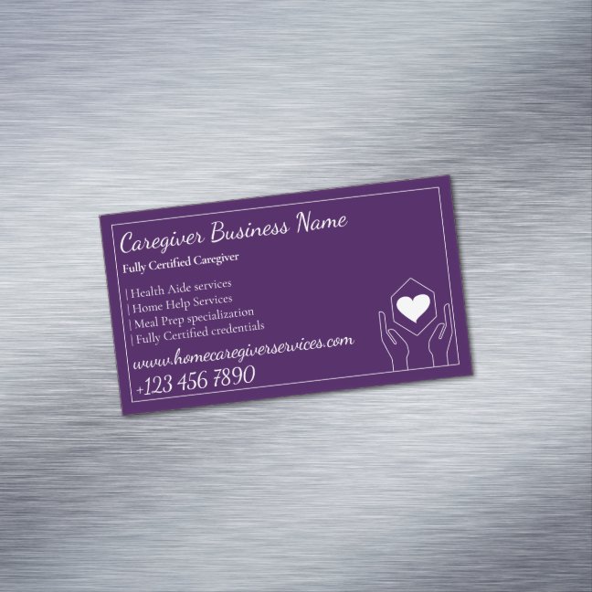 Purple Health Aide Home Care Professional Business Card Magnet