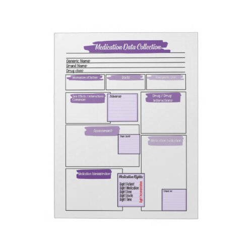 Purple Healthcare Student Medication Template Notepad