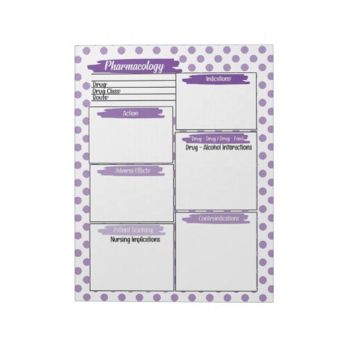 Purple Healthcare Student Pharmacology Template Notepad