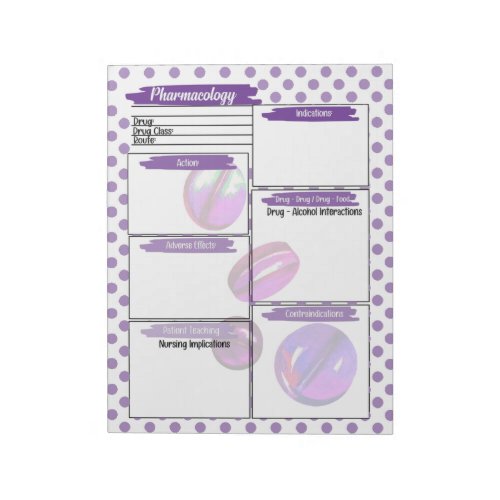 Purple Healthcare Student Pharmacology Template Notepad