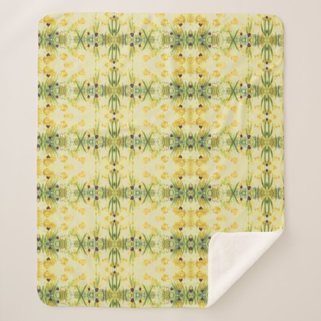 Purple Heart Accent  Blanket With Greens and Yello (Front)