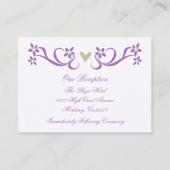 Purple Heart Accent Reception Insert Cards (Front)