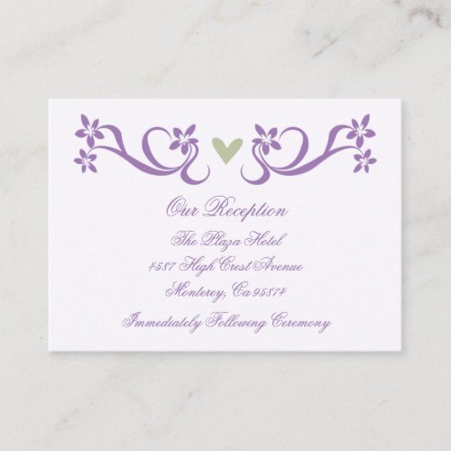 Purple Heart Accent Reception Insert Cards Business Card Templates