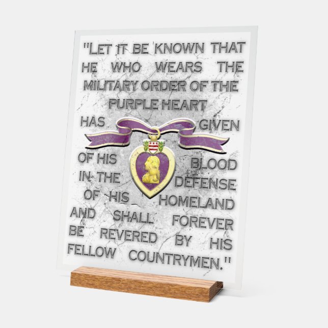 Purple Heart Acrylic Sign (Angle)