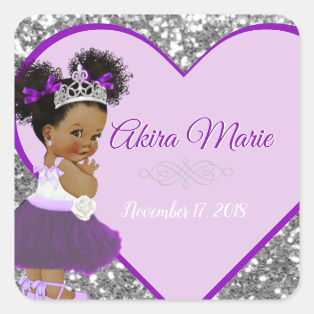 Purple Heart  African Princess Square Sticker (Front)