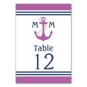 Purple Heart Anchor Nautical Table Number