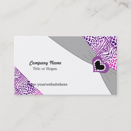 Purple Heart and Animal Fur Patterns Business Card