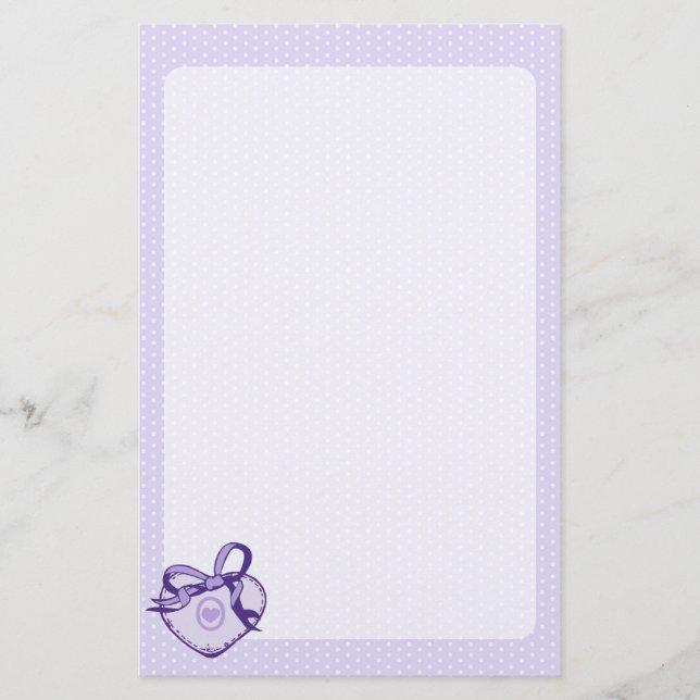 Purple Heart and Ribbon Stationery (Front)