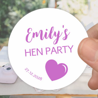 Purple Heart Bachelorette Hen Party Classic Round Sticker