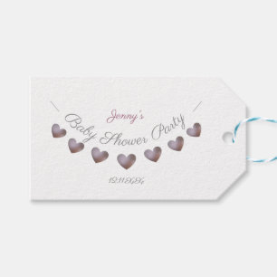 purple heart bunting baby shower thank you/ gift tags