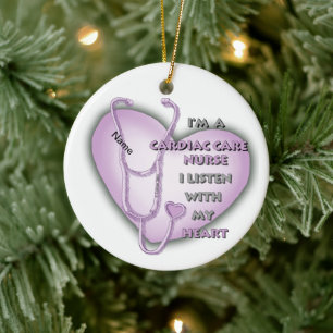 Purple Heart Cardiac Care nurse Ceramic Ornament