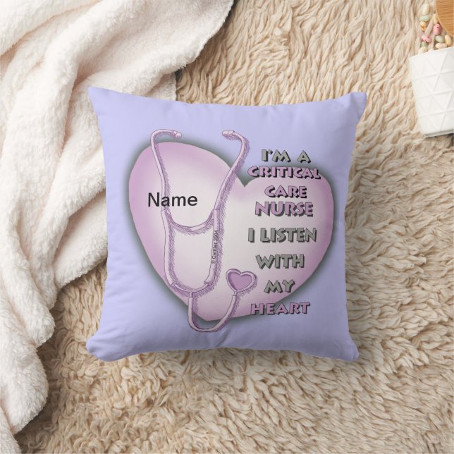 Purple Heart Care Nurse Throw Pillow (Blanket)