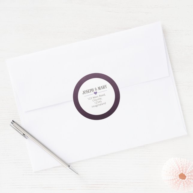 Purple Heart Christmas return address Classic Round Sticker (Envelope)