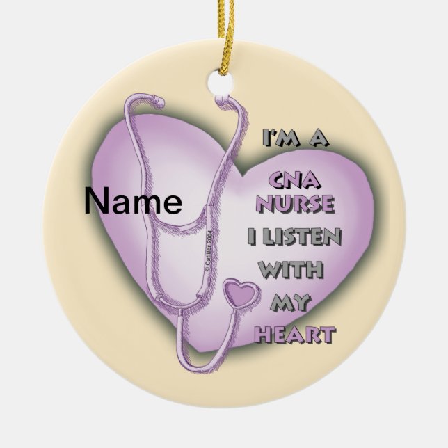 Purple Heart CNA Nurse Ceramic Ornament (Front)