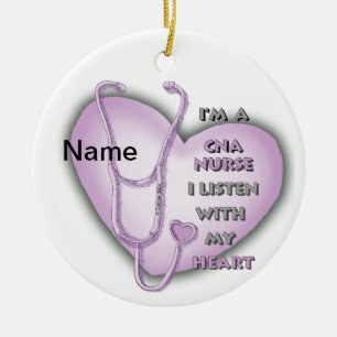 Purple Heart CNA Nurse Ceramic Ornament