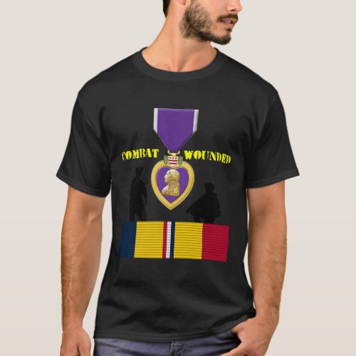 Purple Heart Combat Wounded Combat Action Ribbon T T_Shirt