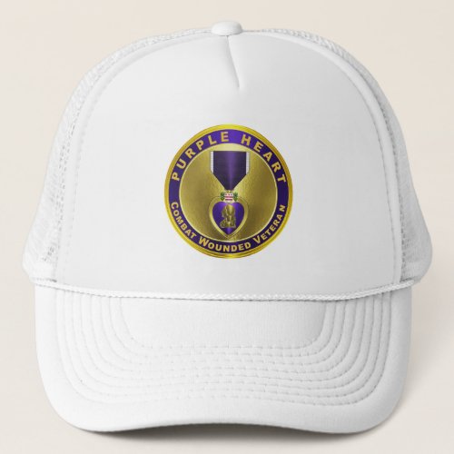 Purple Heart Combat Wounded Trucker Hat