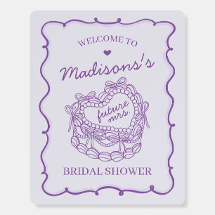 Purple Heart Coquette Cake Bridal Shower Welcome Foam Board