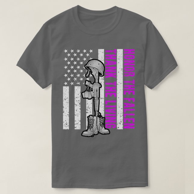 Purple Heart Day Military Honor The Fallen Thank T T-Shirt (Design Front)