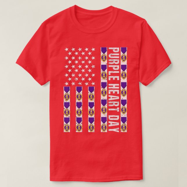 Purple Heart Day Military US Flag Purple Heart Med T-Shirt (Design Front)