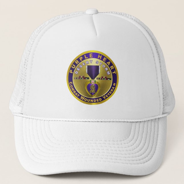 Purple Heart DESERT STORM Trucker Hat (Front)