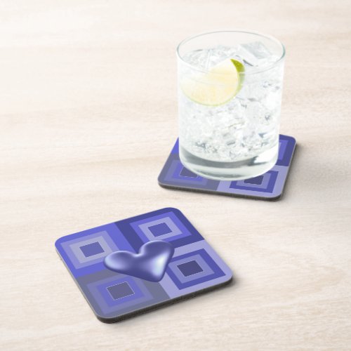 Purple Heart Design Drink Coaster