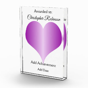 Purple Heart Design Personalised Acrylic Award