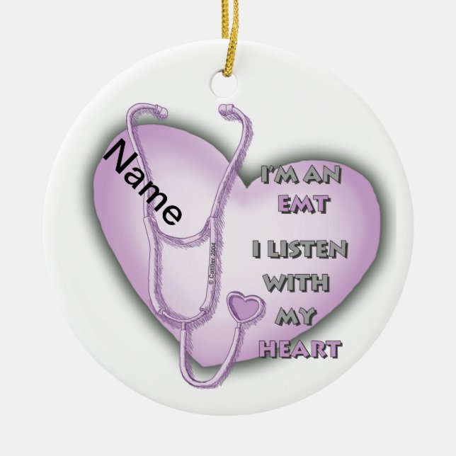 Purple Heart EMT Ceramic Ornament (Front)
