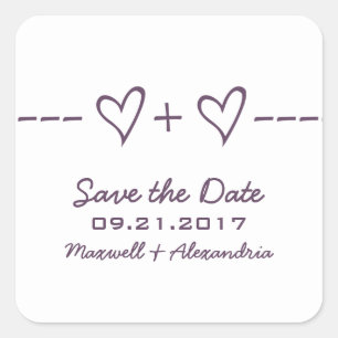 Purple Heart Equation Save the Date Stickers