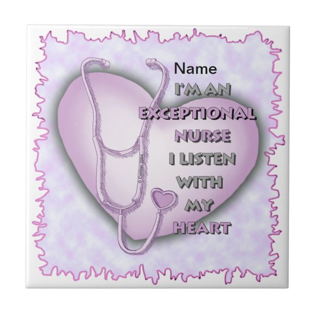 Purple Heart exceptional nurse  Ceramic Tile (Front)