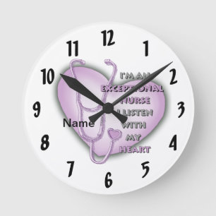 Purple Heart exceptional nurse Round Clock